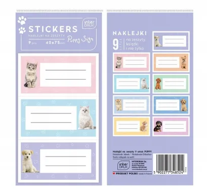 Naklejki na Zeszyty i Książki Puppy Sign Interdruk 9szt