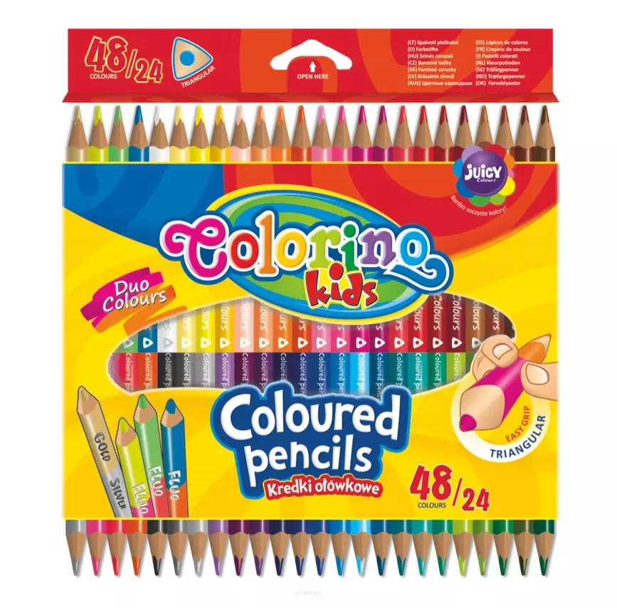 Kredki Ołówkowe Trójkątne Colorino Dwustronne 24 sztuki / 48kolorów