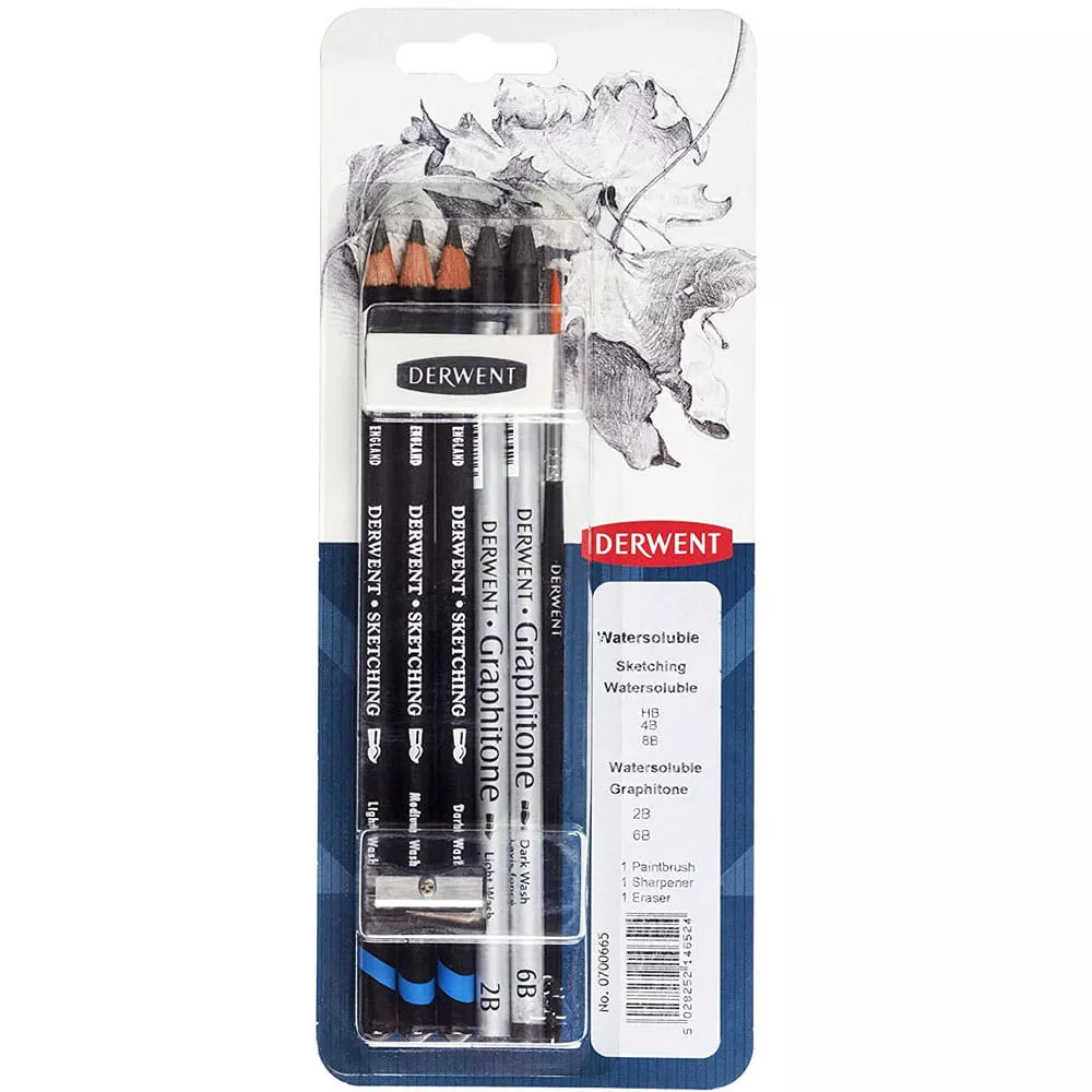 Zestaw Ołówków i Grafitów Wodorozpuszczalnych Derwent Watersoluble smartkleks.pl