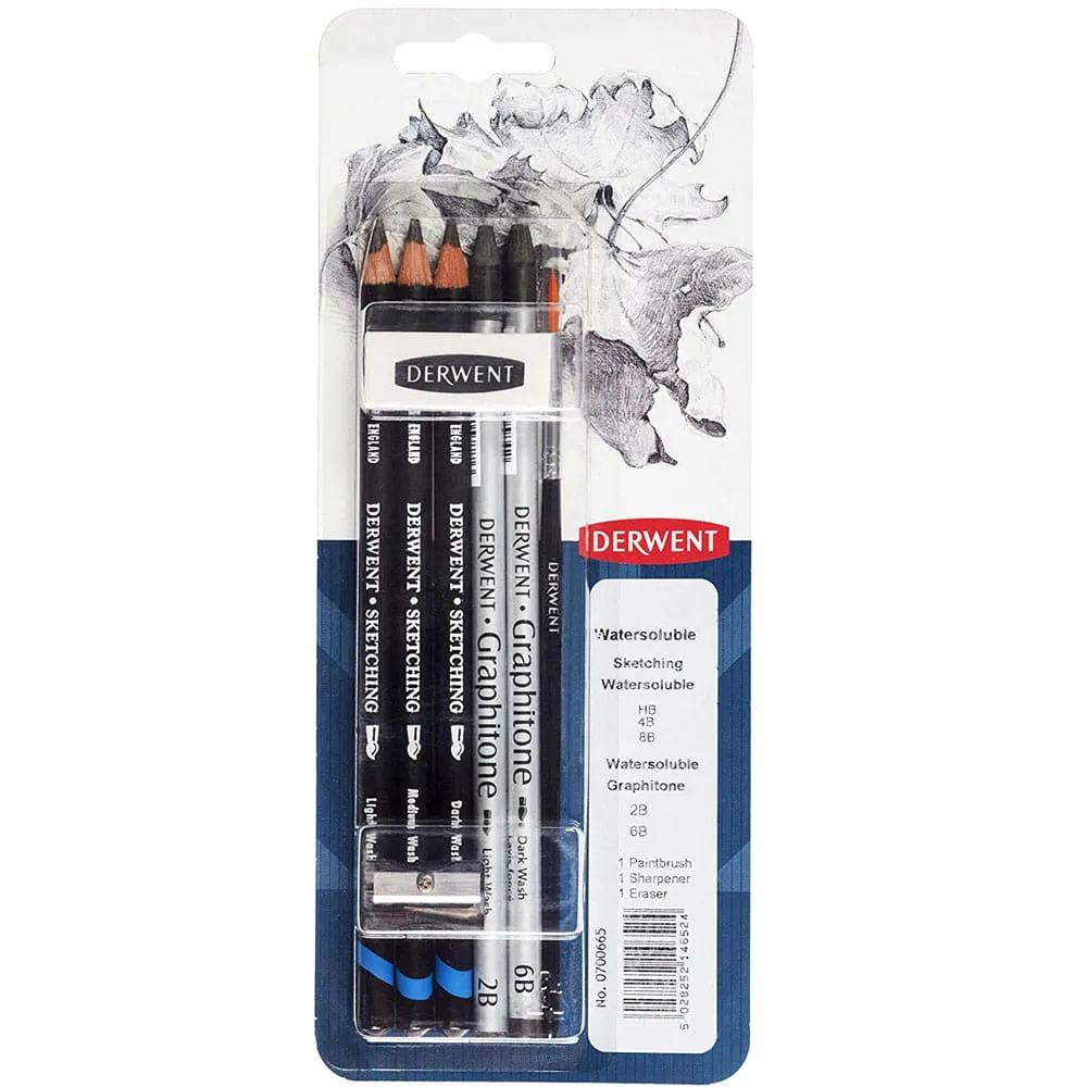 Zestaw Ołówków i Grafitów Wodorozpuszczalnych Derwent Watersoluble smartkleks.pl