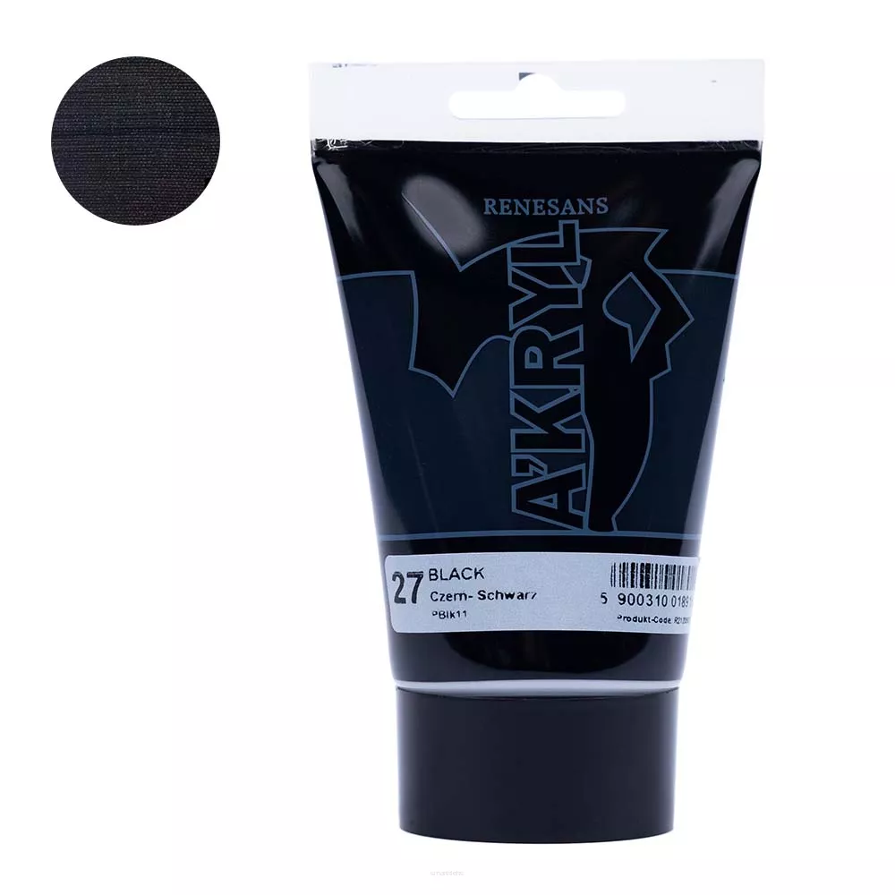 Farba Akrylowa Renesans 100ml 27 Czerń Karbonowa