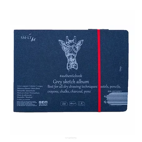 Szary szkicownik z gumką SMLT, 24,5 x 17,5 cm