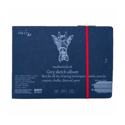 Szary szkicownik z gumką SMLT, 24,5 x 17,5 cm