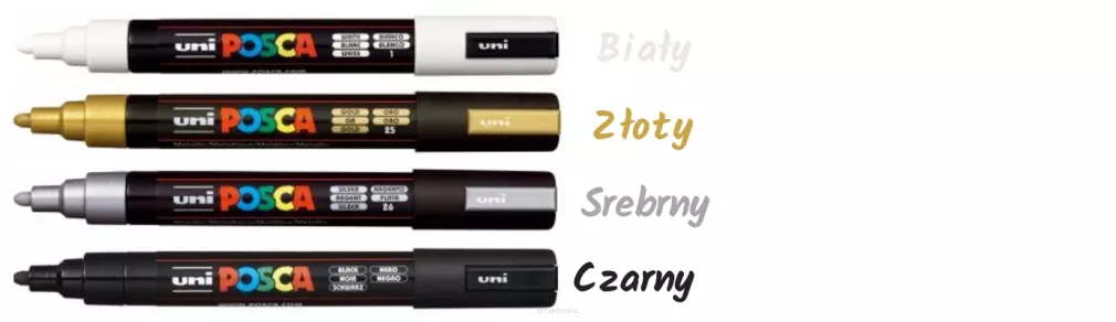 Zestaw Pisaki Posca PC-5M Czarny Biały Złoty Srebrny SmartKleks.pl