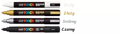 Zestaw Pisaki Posca PC-5M Czarny Biały Złoty Srebrny