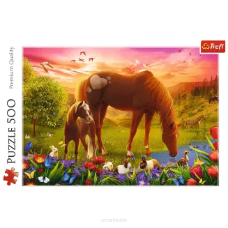 Puzzle Trefl 500 Elementów Konie Na Łące smartkleks.pl