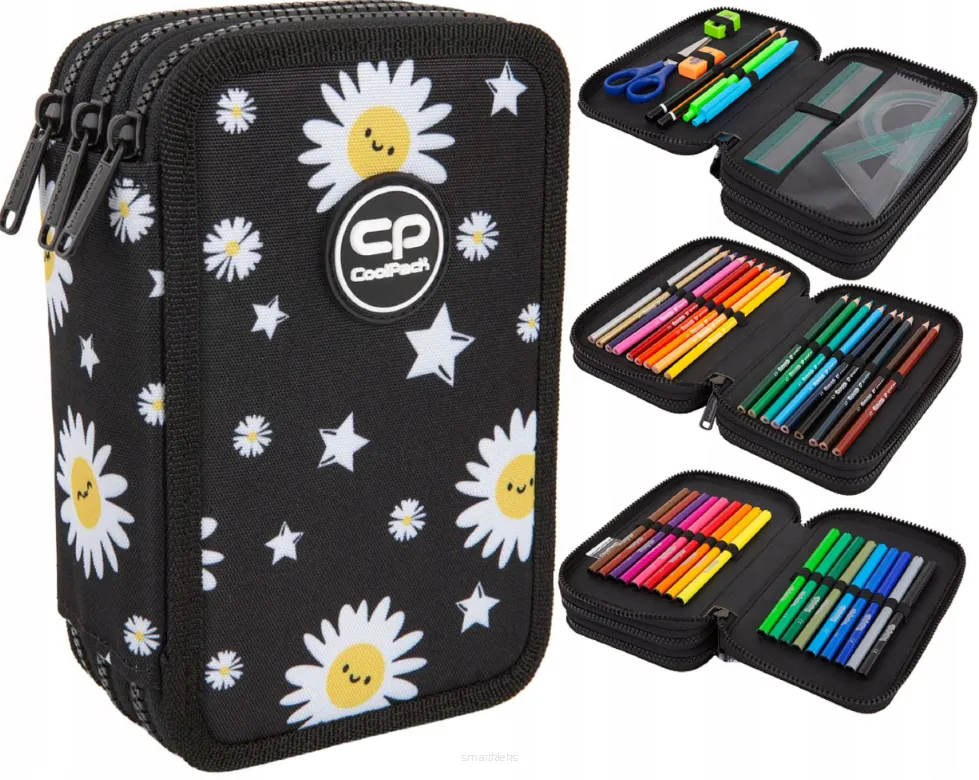 Piórnik Trójkomorowy Cool Pack z Wyposażeniem Jumper 3 Daisy Black