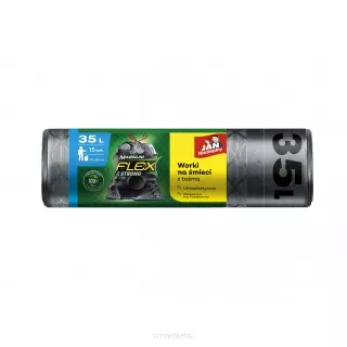 Worki na śmieci JAN NIEZBĘDNY, magnum flex, LDPE, 35l, 15 szt., czarne