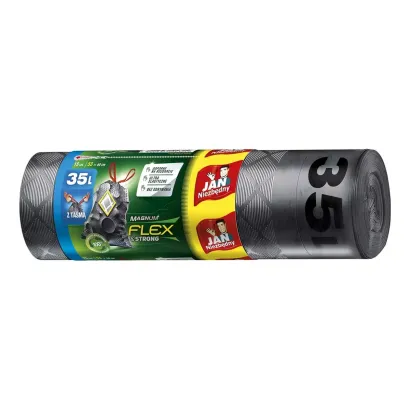 Worki na śmieci JAN NIEZBĘDNY, magnum flex, LDPE, 35l, 15 szt., czarne