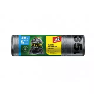 Worki na śmieci JAN NIEZBĘDNY, magnum flex, LDPE, 35l, 15 szt., czarne