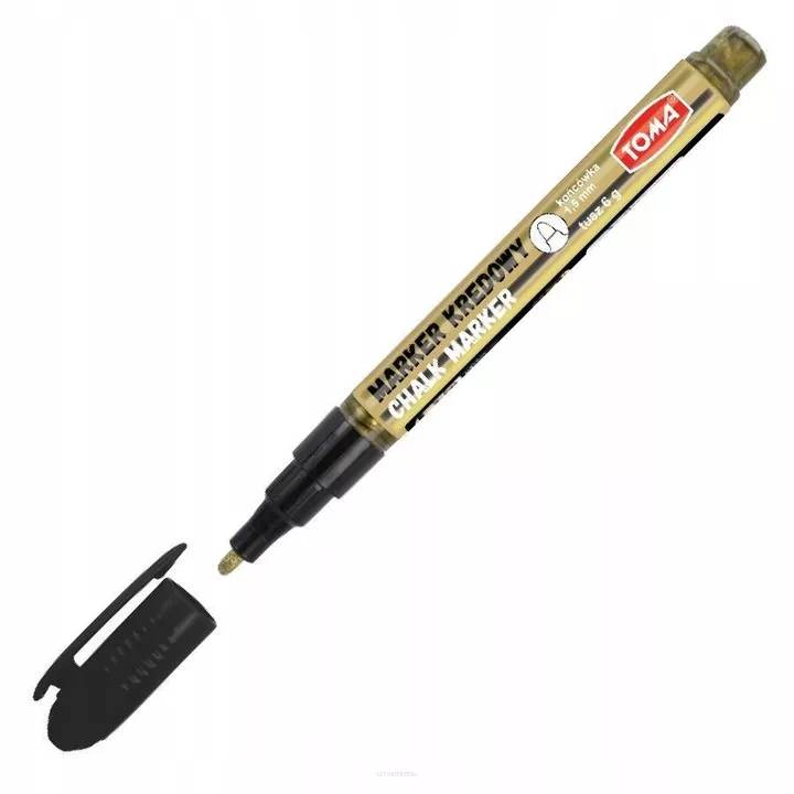 Marker Kredowy Zmazywalny Cienki 1,5mm Końcówka Okrągła Złoty Toma  SmartKleks.pl