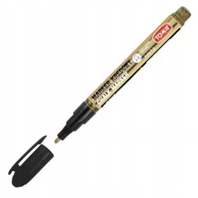 Marker Kredowy Zmazywalny Cienki 1,5mm Końcówka Okrągła Złoty Toma
