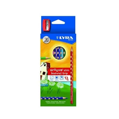 Kredki Ołówkowe Trójkątne Lyra Groove Slim 12 kolorów Temperówka