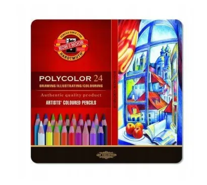 Kredki Ołówkowe Artystyczne Koh-I-Noor Polycolor 24szt Metal