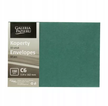 Koperty C6 Pearl Zielony Galeria Papieru 10sz