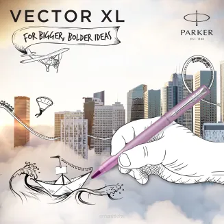 Pióro kulkowe Parker Vector XL Metaliczny liliowy lakier na mosiądzu Ozdobne etui