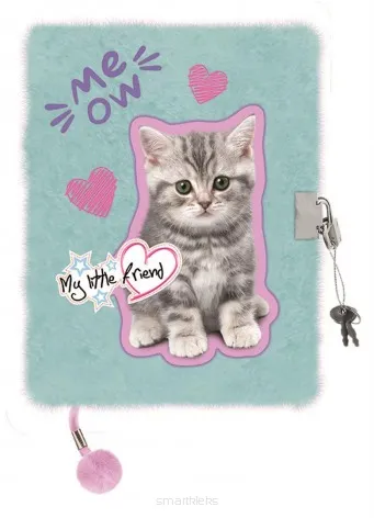 Pamiętnik z Kłódką Zamykany St. Majewski My Little Friend Mint Kitty A5  SmartKleks.pl