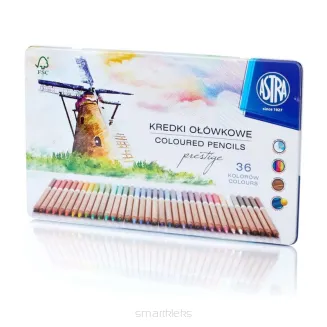 ASTRA Prestige Kredki Ołówkowe Drewno Cedrowe 36 kolorów, metalowe pudełko