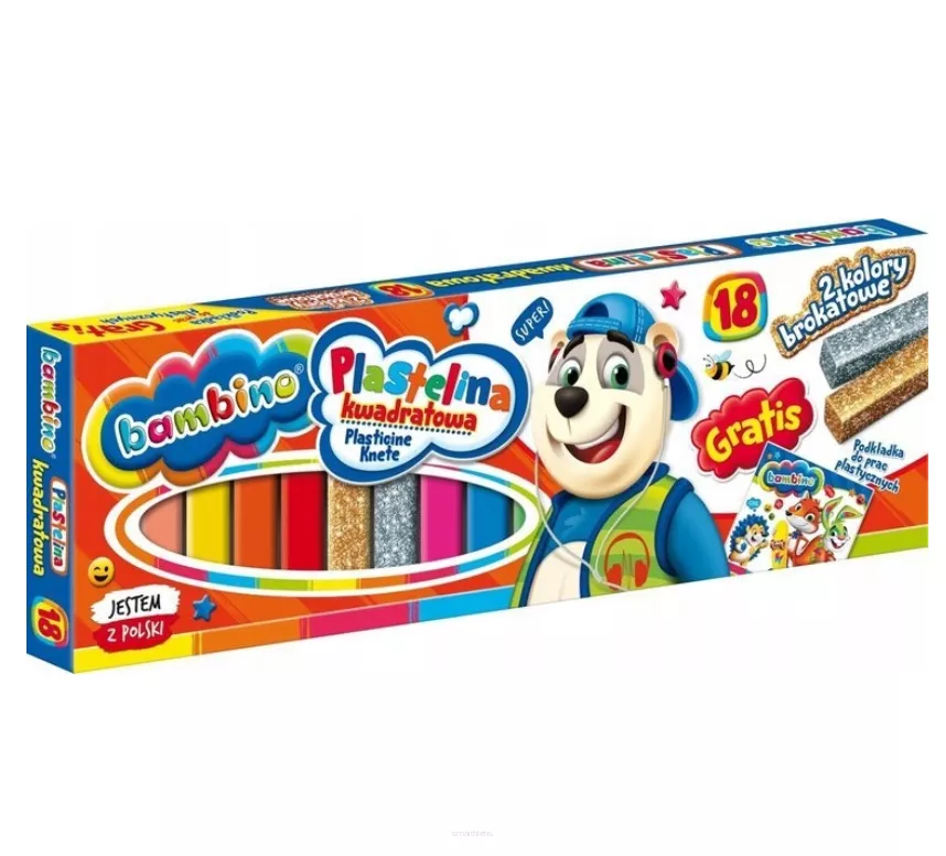Plastelina kwadratowa Bambino 18 kolorów