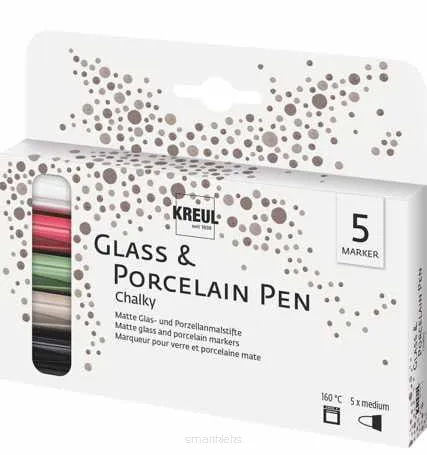 KREUL KOMPLET PISAKÓW DO PORCELANY I SZKŁA CHALKY MEDIUM 5 SZT