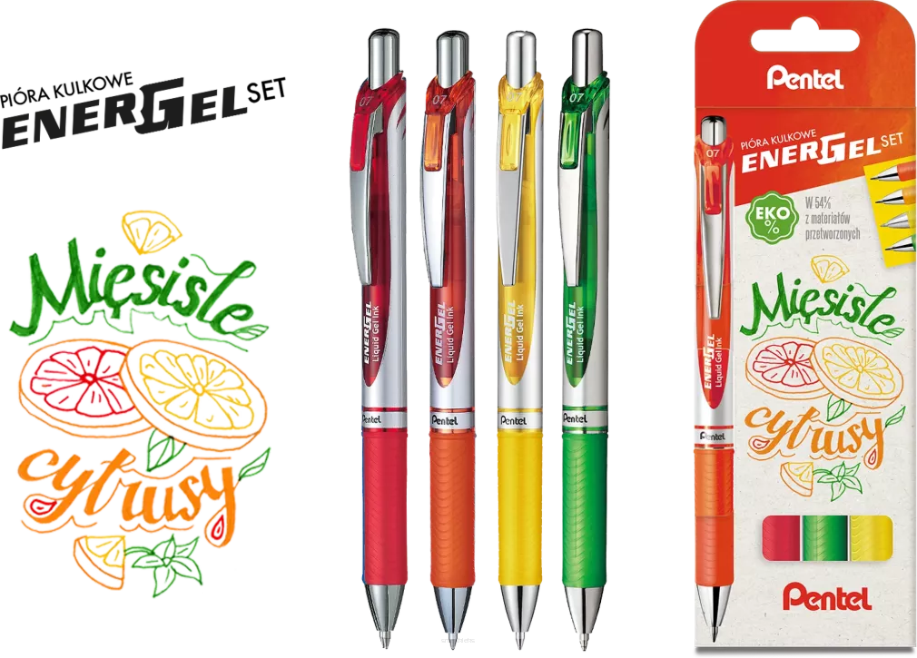 Pióro Kulkowe Zestaw Pentel 0,7 mm Mięsiste Cytrusy SmartKleks.pl