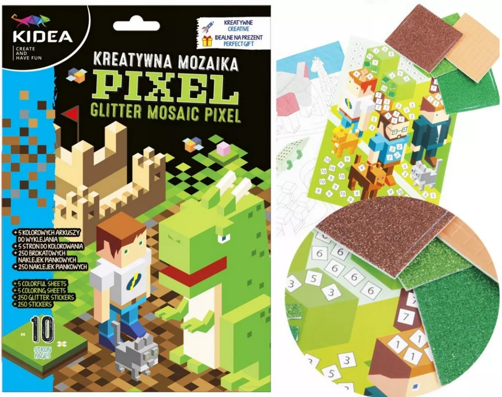 Mozaika i Kolorowanka 2w1 Kidea Pixel smartkleks.pl