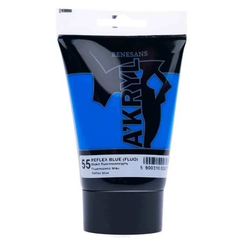 Farba Akrylowa Renesans 100ml 55 Błękit Fluorescencyjny
