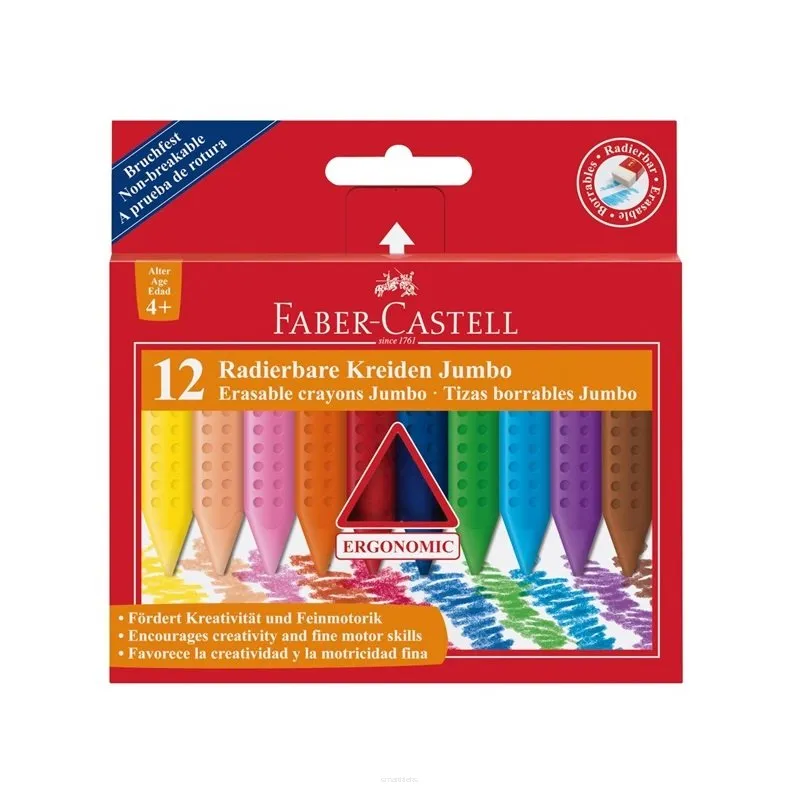 Kredki świecowe trójkątne Jumbo Grip 4+ Faber-Castell 12 kolorów