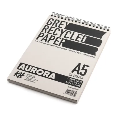 Blok na spirali Grey Recycled Aurora, A5. 50 ark.