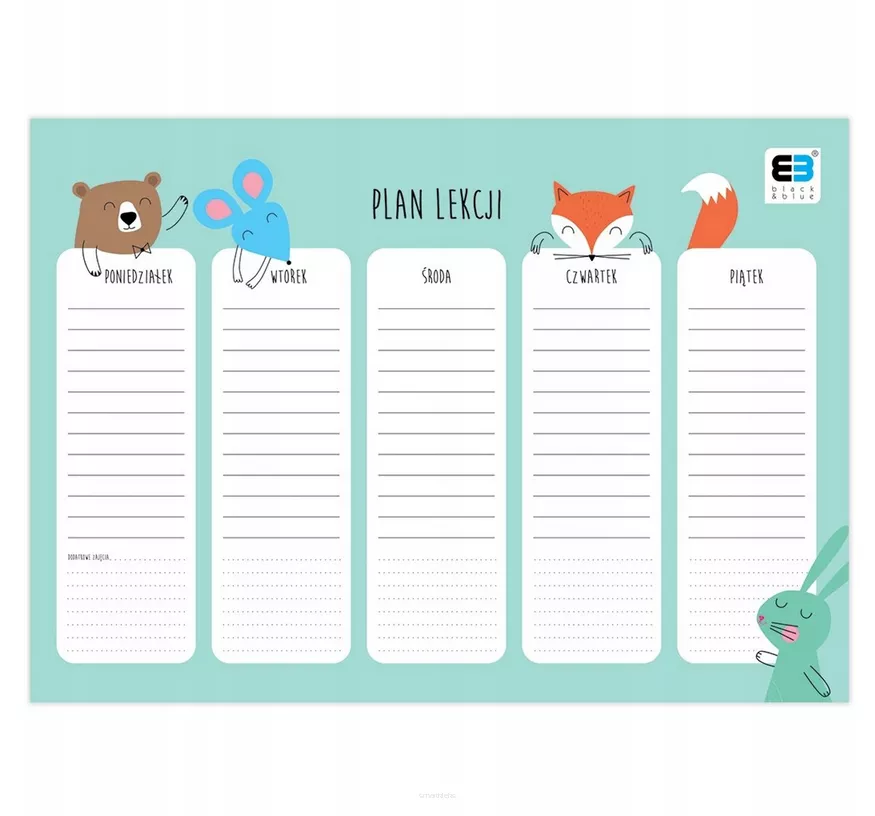 Plan Lekcji A4 Interdruk black&blue Pastel