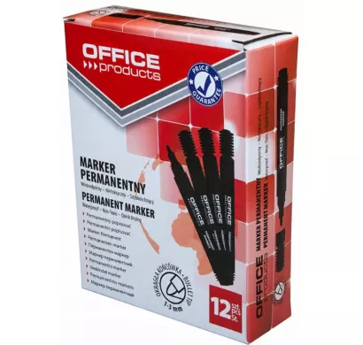 12 x Marker Permanentny Ścięty Czarny Office Products