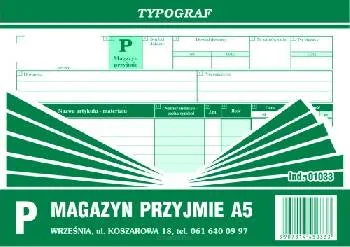 Magazyn przyjmie A5 Poziom Samokop. Typograf