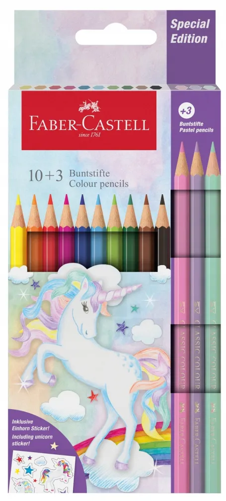 Kredki Ołówkowe Sześciokątne 10+3 Kolory Faber-Castell  SmartKleks.pl