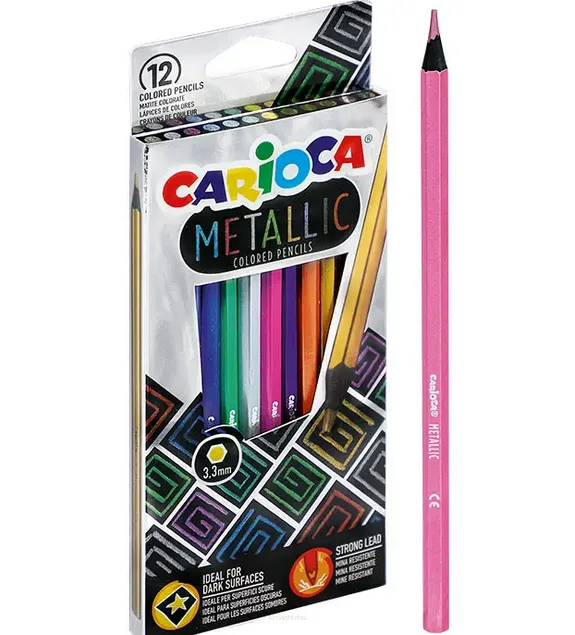 Kredki Ołówkowe Sześciokątne 12 Kolorów Carioca Metallic