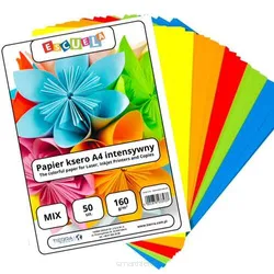 PAPIER KSERO INTENSYWNE KOLORY MIX A4 50 KARTEK 5 KOLORÓW 160g ESCUELA