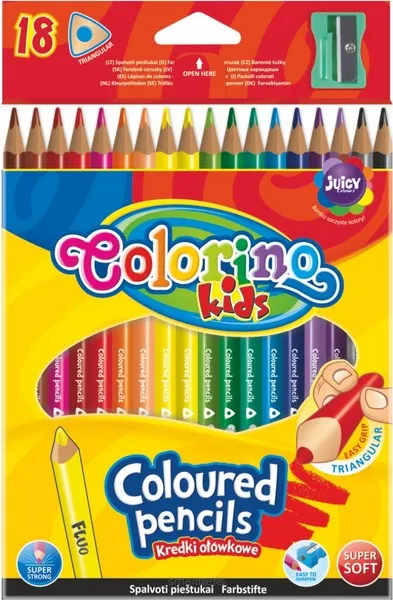 Kredki ołówkowe trójkątne Colorino 18 kolorów
