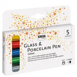 KREUL KOMPLET 5SZT PISAKÓW DO PORCELANY I SZKŁA GLITTER