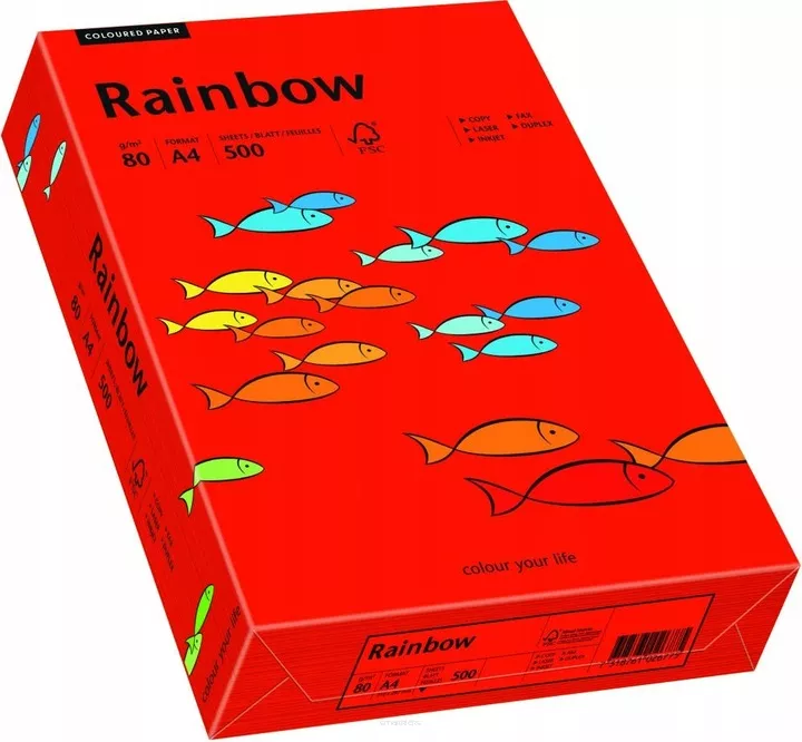 Papier Ksero Czerwony A4 80g 500 Arkuszy Rainbow  SmartKleks.pl