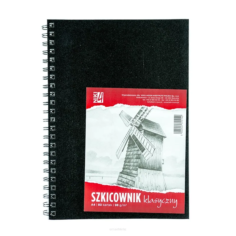 SZKICOWNIK NA SPIRALI PO DŁUGIM BOKU A4 98 G. 80 ARK.
