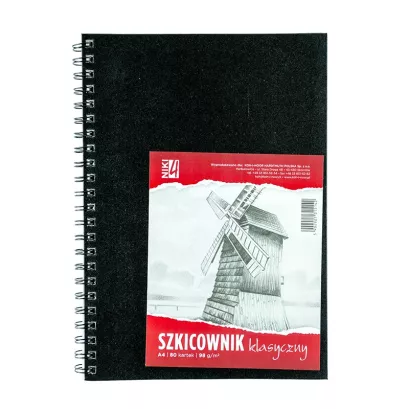 SZKICOWNIK NA SPIRALI PO DŁUGIM BOKU A4 98 G. 80 ARK.