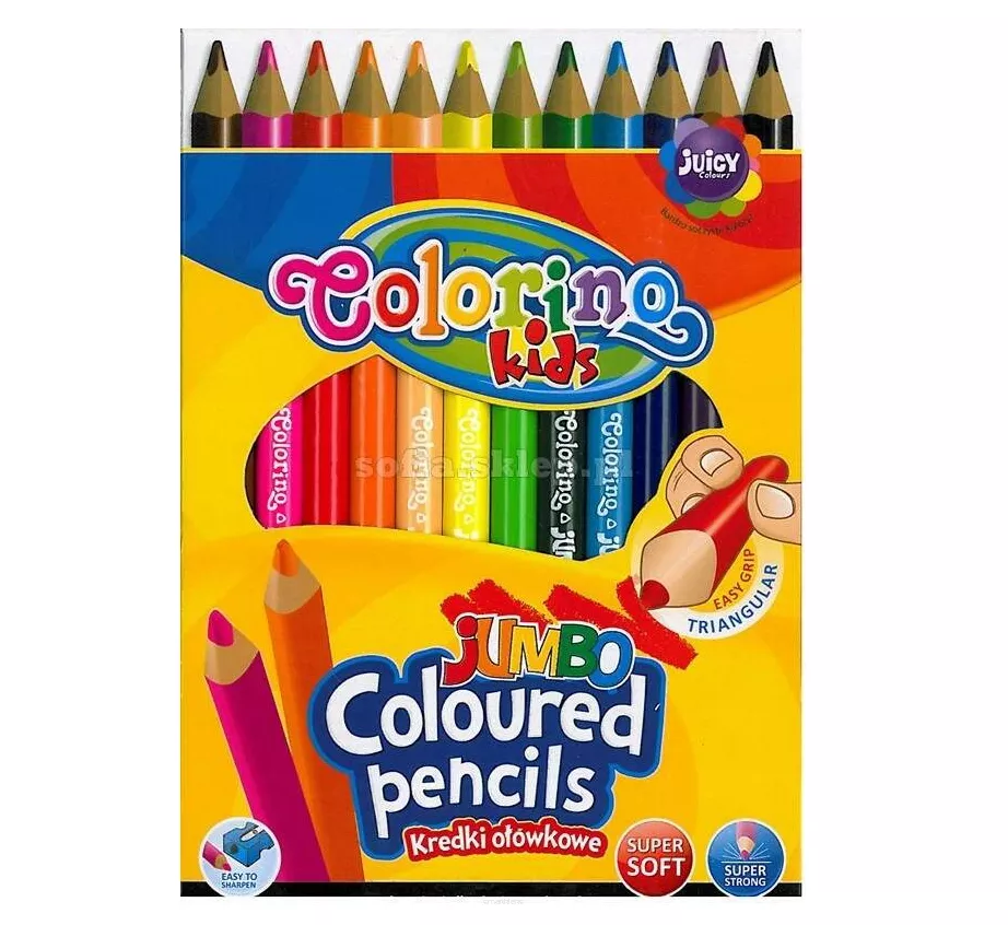 Kredki Ołówkowe Trójkątne Jumbo Colorino 12 kolorów