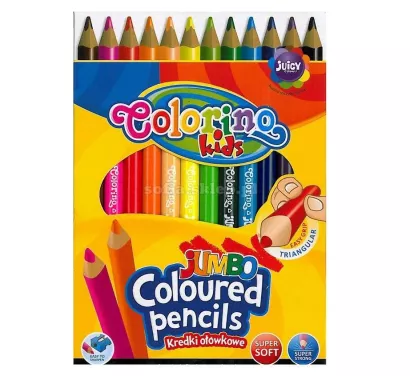 Kredki Ołówkowe Trójkątne Jumbo Colorino 12 kolorów
