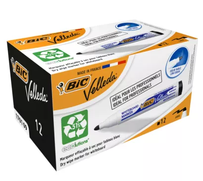 12x Marker Do Tablic Suchościeralnych BiC Velleda Czarny