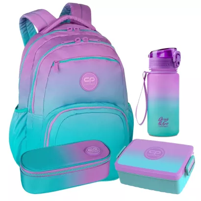 Zestaw Coolpack Gradient Blueberry Pick Plecak + Piórnik + Śniadaniówka + Bidon 400ml