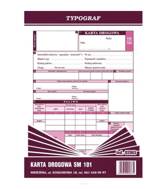 Karta Drogowa SM 101 Typograf 02063