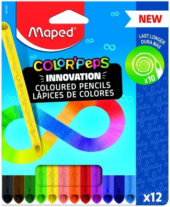 Kredki Z Grafitu Trójkątne Color'Peps Innovation 12 Kolorów Maped SmartKleks.pl