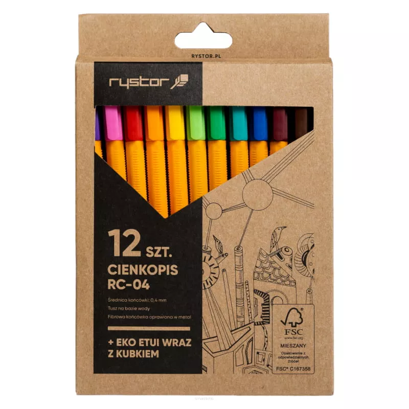 Zestaw cienkopisów RYSTOR RC-04 12 kolorów smartkleks.pl