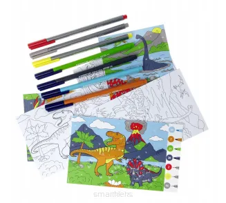Cienkopisy Staedtler Triplus + Kolorowanka Zestaw Dinozaur