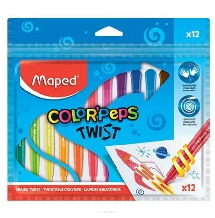 Kredki Świecowe Wykręcane  Maped Twist 12 Kolorów
