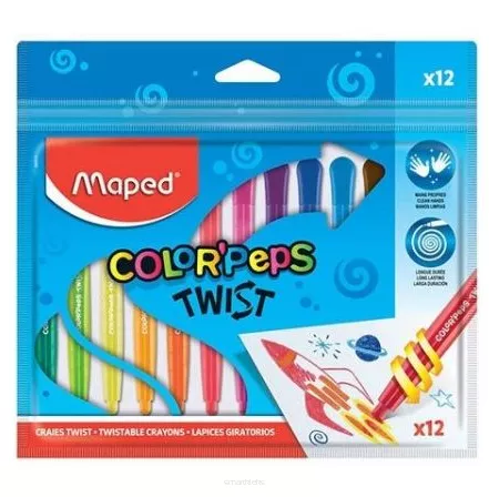 Kredki Świecowe Wykręcane  Maped Twist 12 Kolorów
